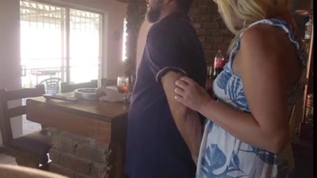 Waitress Caught Pleasuring Barman at Resort!