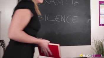 Naughty Blonde Teacher Orders You to Stroke Over Her Naked Pussy