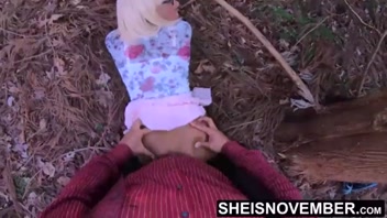 HD Busty Blonde Stepdaughter Cornered in Woods for Intense POV Action!