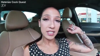 Naughty Wife Stefanie Flashes Shaved Pussy & Big Assets at Gas Station!