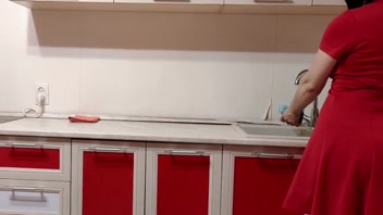 Sexy Housewife Teases in Kitchen with Striped Panties & Dirty Feet!