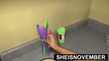 Ebony Beauty Msnovember Pays Repair Guy with Hardcore Bathroom Action!