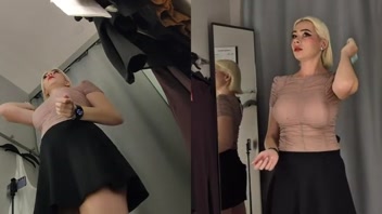 Sexy Blonde's Upskirt Try-On Haul in See-Through Outfits!