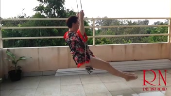 Naughty Housewife Swings Pantyless, Reveals Perfect Pussy!
