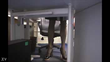 Sneaky Upskirt Peek Under My Desk!