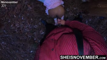 HD Outdoor Cumshot on Stepdaughter's Big Ebony Booty! Secret Meet-Up with Cute Babe