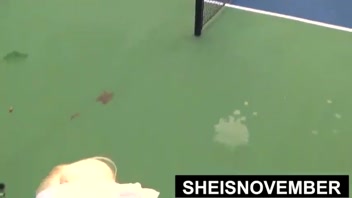 Daring Public Upskirt Flash by Young Ebony Beauty After Tennis!