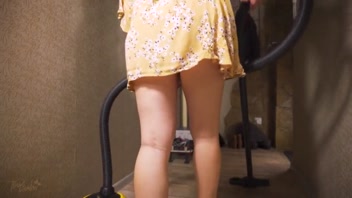 Naughty MILF Housewife Flashes Ass While Cleaning!