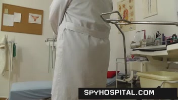 Sneaky Hidden Cam Catches Tall Blonde in Doctor's Office!