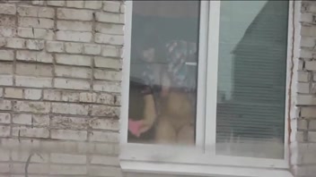 Sexy Frina Caught Naked Washing Windows Outdoors!