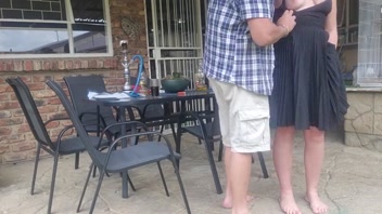 Neighbor's Wife Wild Outdoor Upskirt Action While He's Away